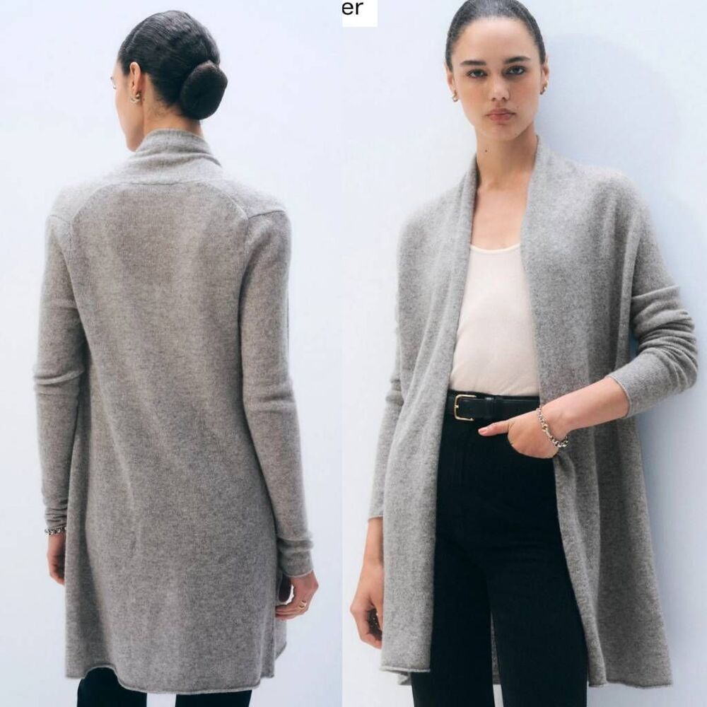 White + Warren Cashmere Trapeze Cardigan S